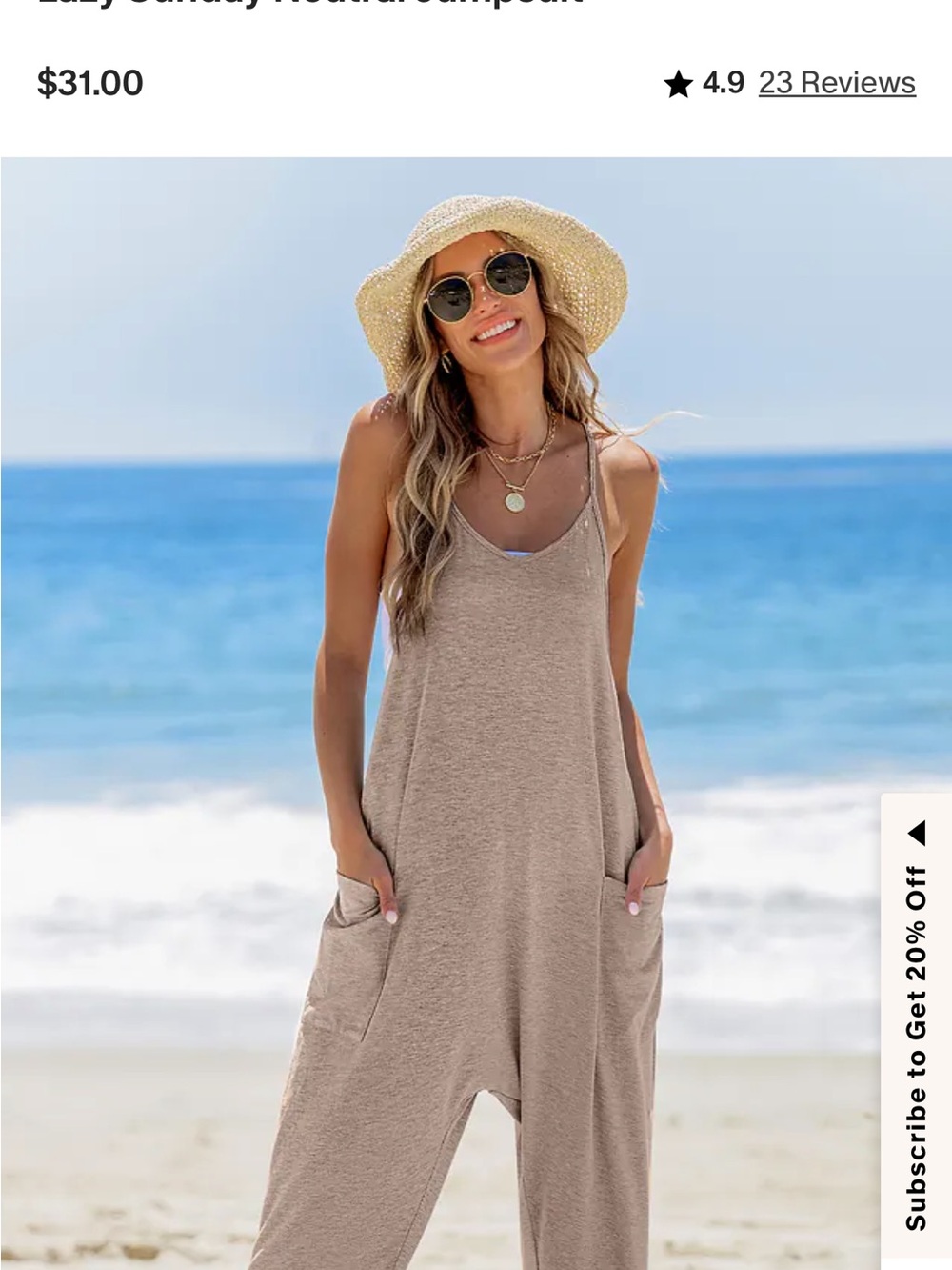 Cupshe Taupe Sleeveless Beach Jumpsuit Cover-Up